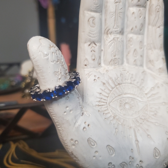 VINTAGE Stunning high quality vibrant blue cubic zirconia ring size 7 - Picture 2 of 6